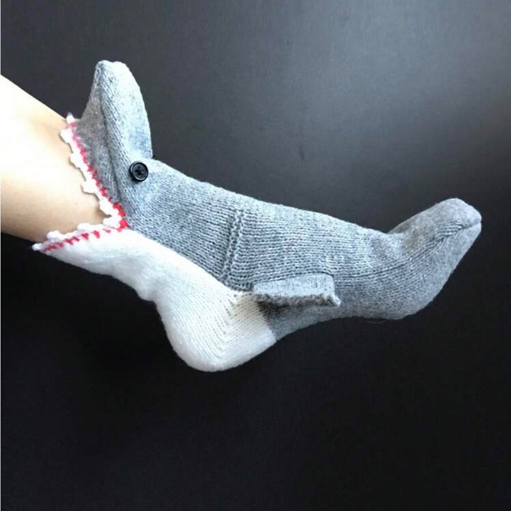 SHEIN Gray and White Shark Kids Socks